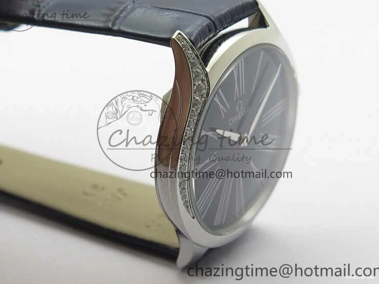 0422 Ladies’ De Ville Trésor Diamond Blue Dial Blue Fabric Watch OXF 1:1 Best Edition Swiss Quartz Upgraded 7892